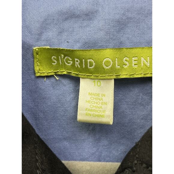 Sigrid Olsen Jacket Women's Size 10 Black trucker with contrasting cuffs pockets - Picture 4 of 7